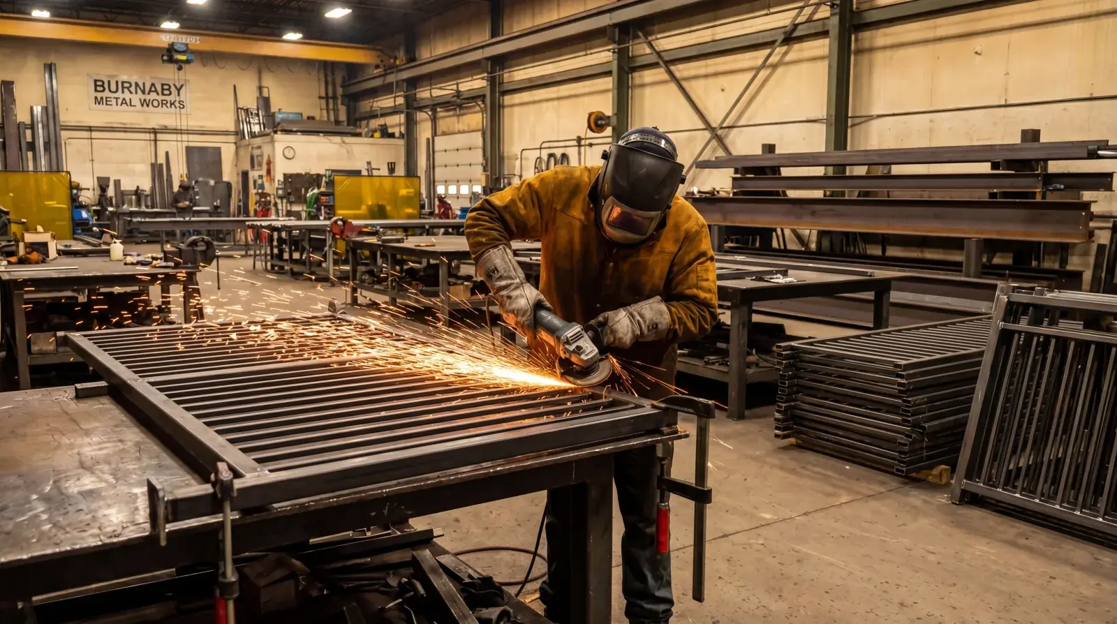 Custom metal fabrication team at Jeff and Simon Ironworks shop in Burnaby BC
