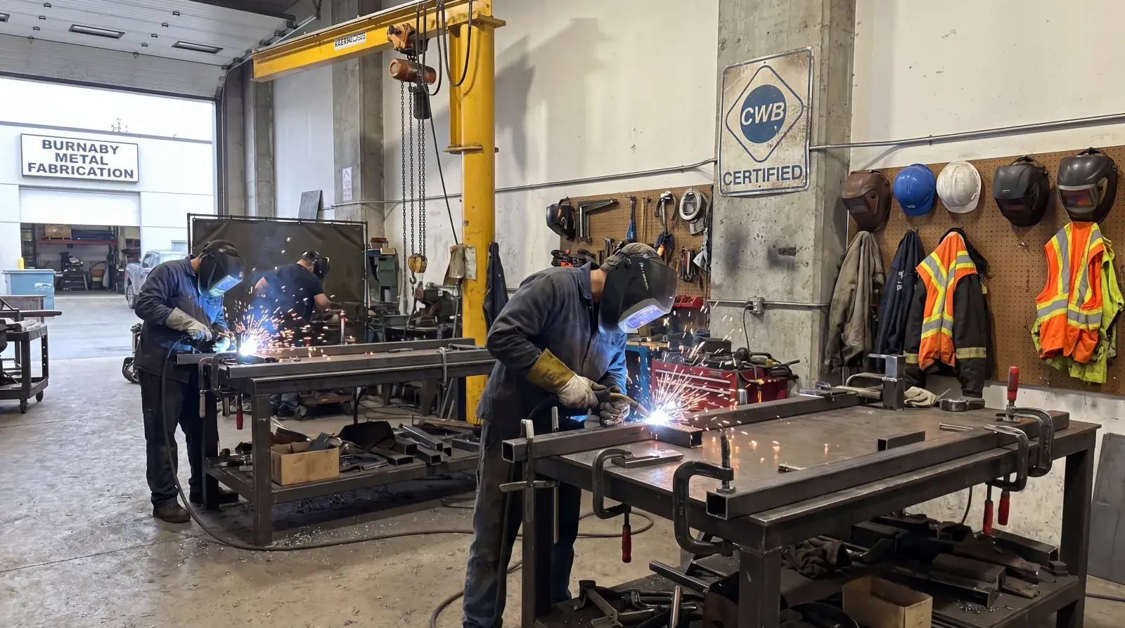 Jeff and Simon Ironworks fabrication team at work in the Burnaby shop