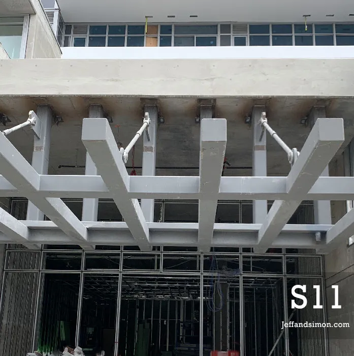 Structural steel frame and canopy fabricated by Jeff and Simon Ironworks for a commercial project in BC